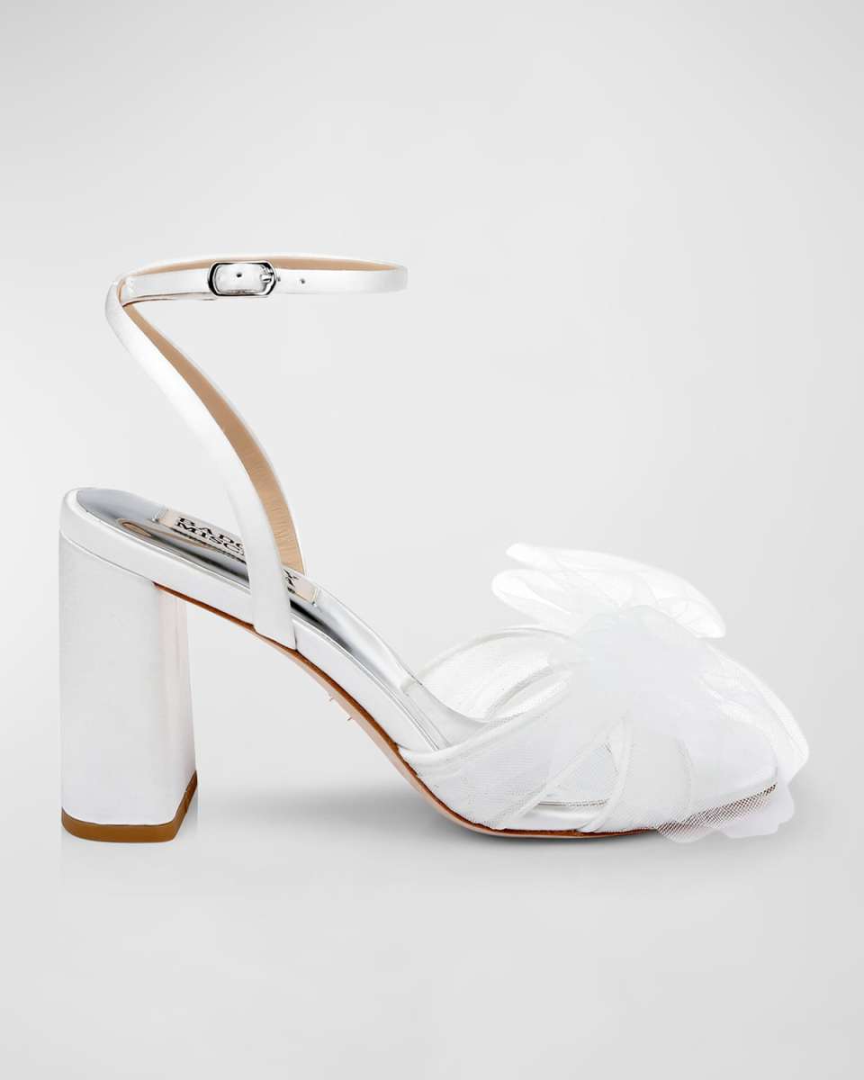 Tess Tulle Bow Ankle-Strap Sandals