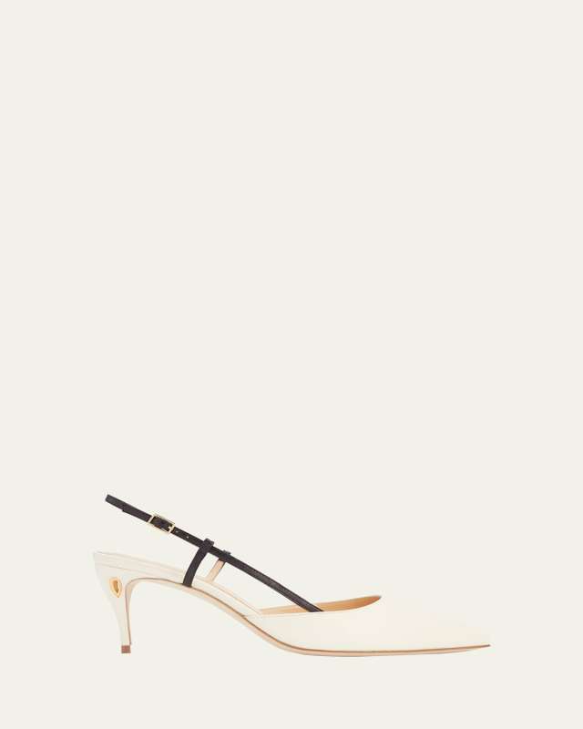 Mario Bicolor Leather Slingback Pumps