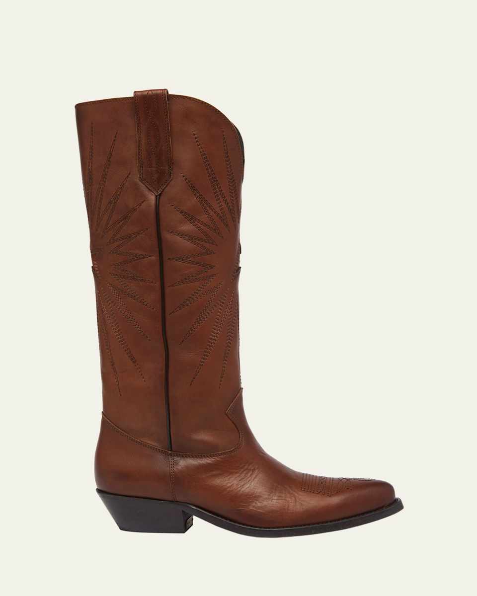 Wish Star Embroidered Leather Western Boots