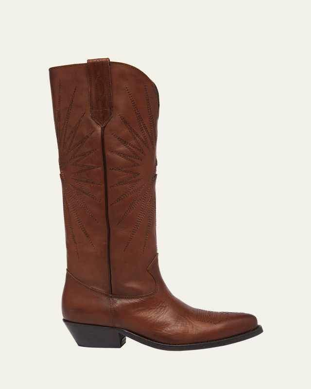 Wish Star Embroidered Leather Western Boots