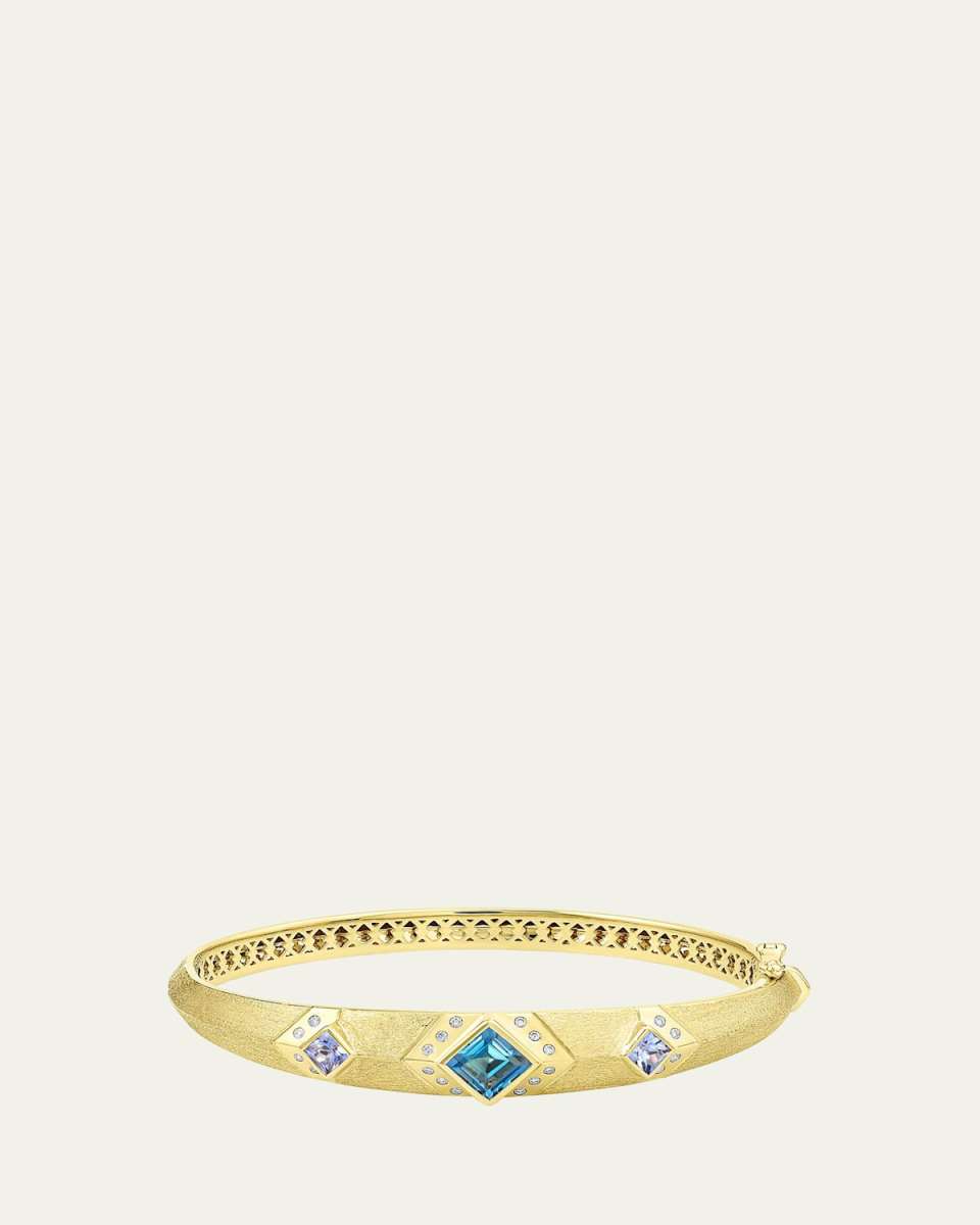 Bezel Knife Edge 18K Gold Cuff Bracelet