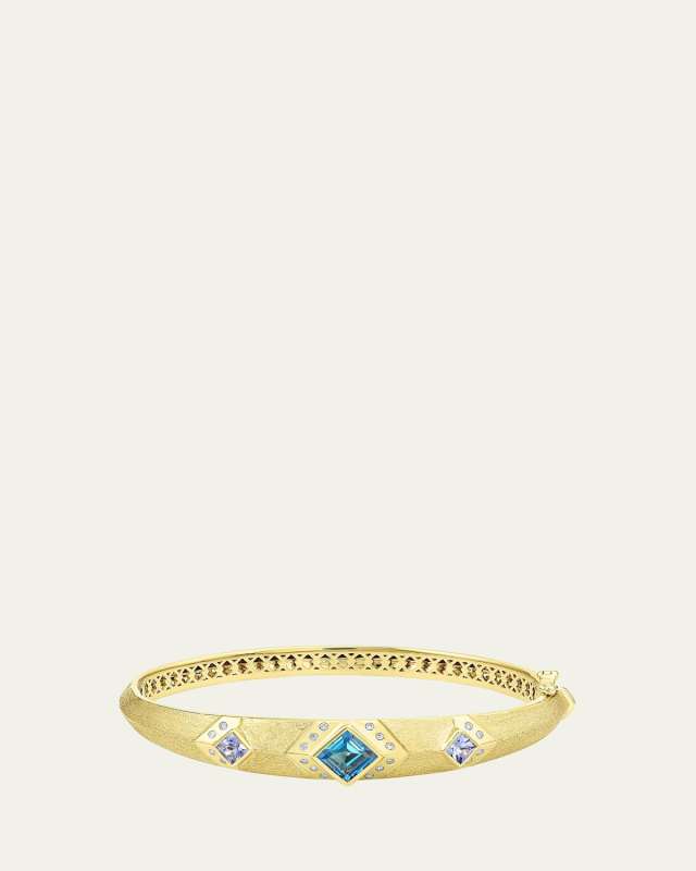 Bezel Knife Edge 18K Gold Cuff Bracelet