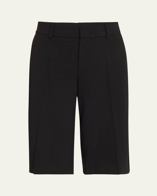 Low-Rise Relaxed Pintuck Shorts