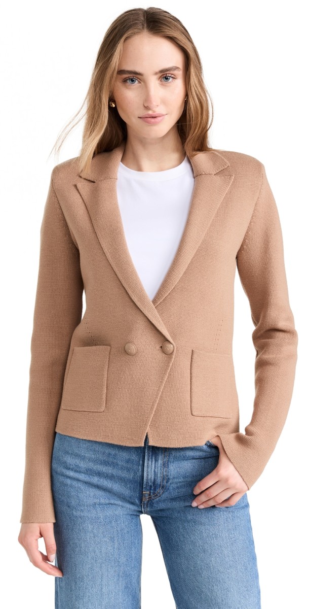 L'AGENCE Sofia Knit Blazer Ginger Snap
