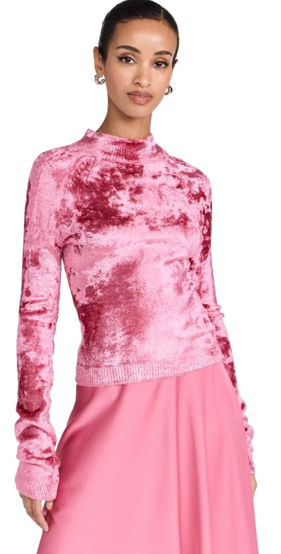 LAPOINTE High Shine Velvet Raglan Long Sleeve Top Rouge