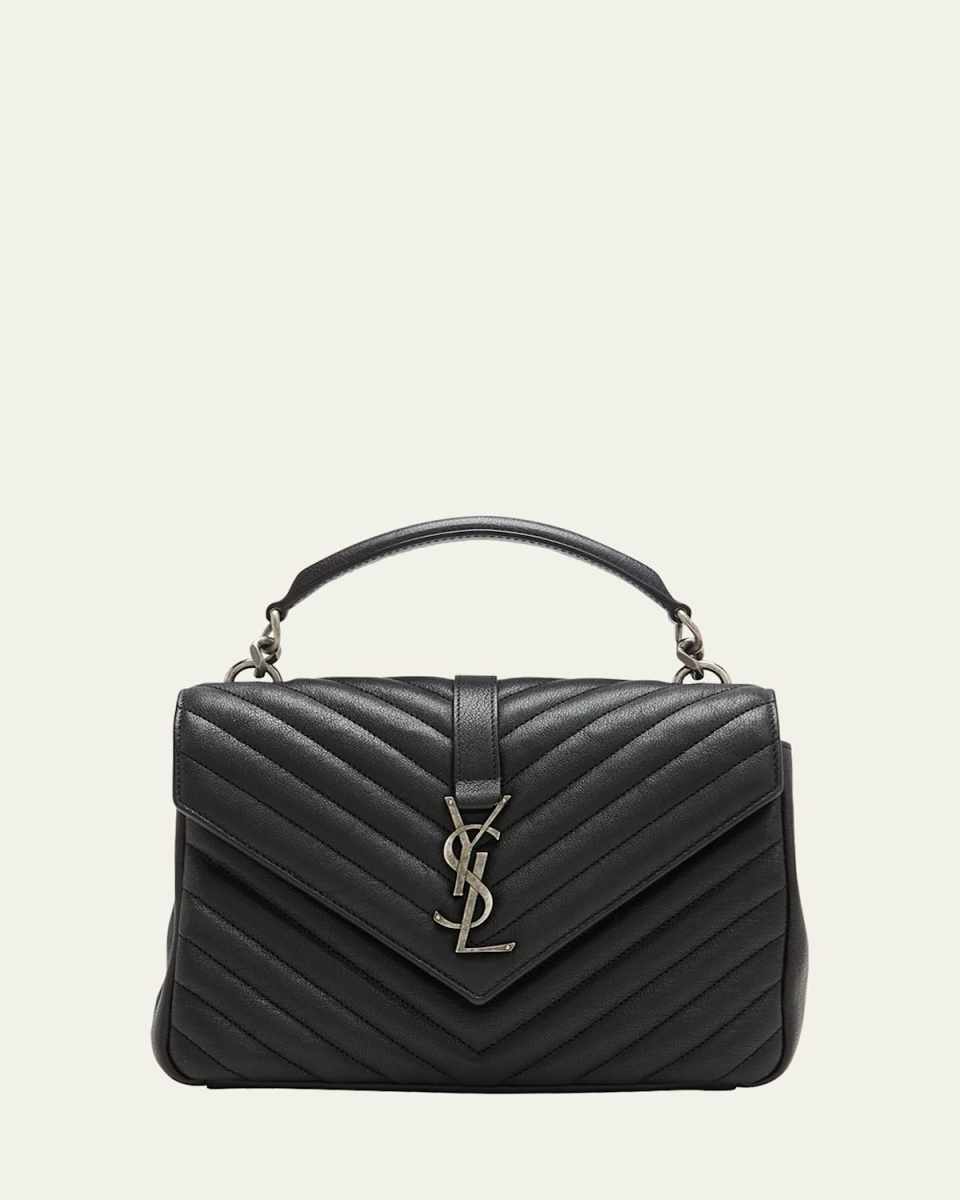 College Medium Flap YSL Shoulder Bag in Quilted Leather
