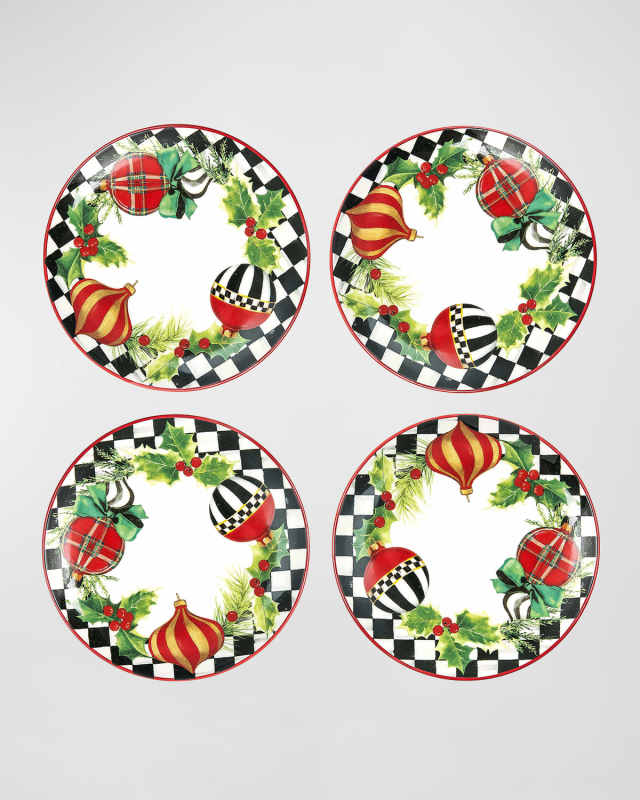 Deck The Halls Appetizer Plates, Set of 4