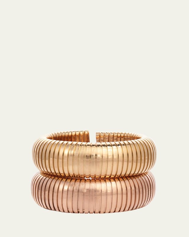 18K Yellow Gold Domed Cuff Bracelet, 1"W