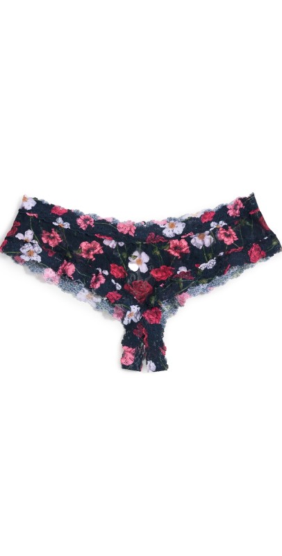 Hanky Panky Open Gusset Cheeky Hipster Panties Black/Red