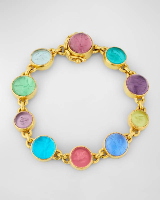 19K Small Venetian Glass Intaglio Link Bracelet