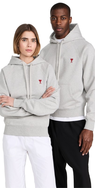 AMI AMI De Coeur Unisex Hoodie Heather Ash Grey