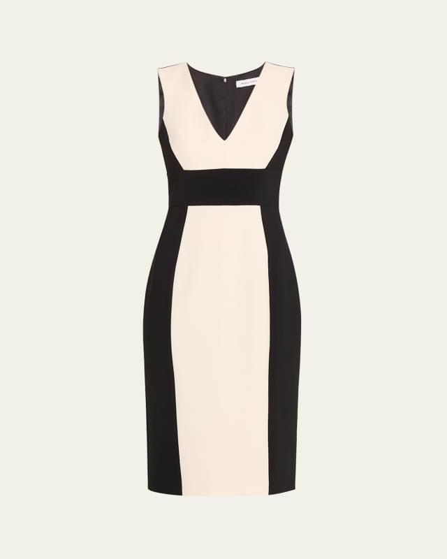 Colorblock V-Neck Midi Dress