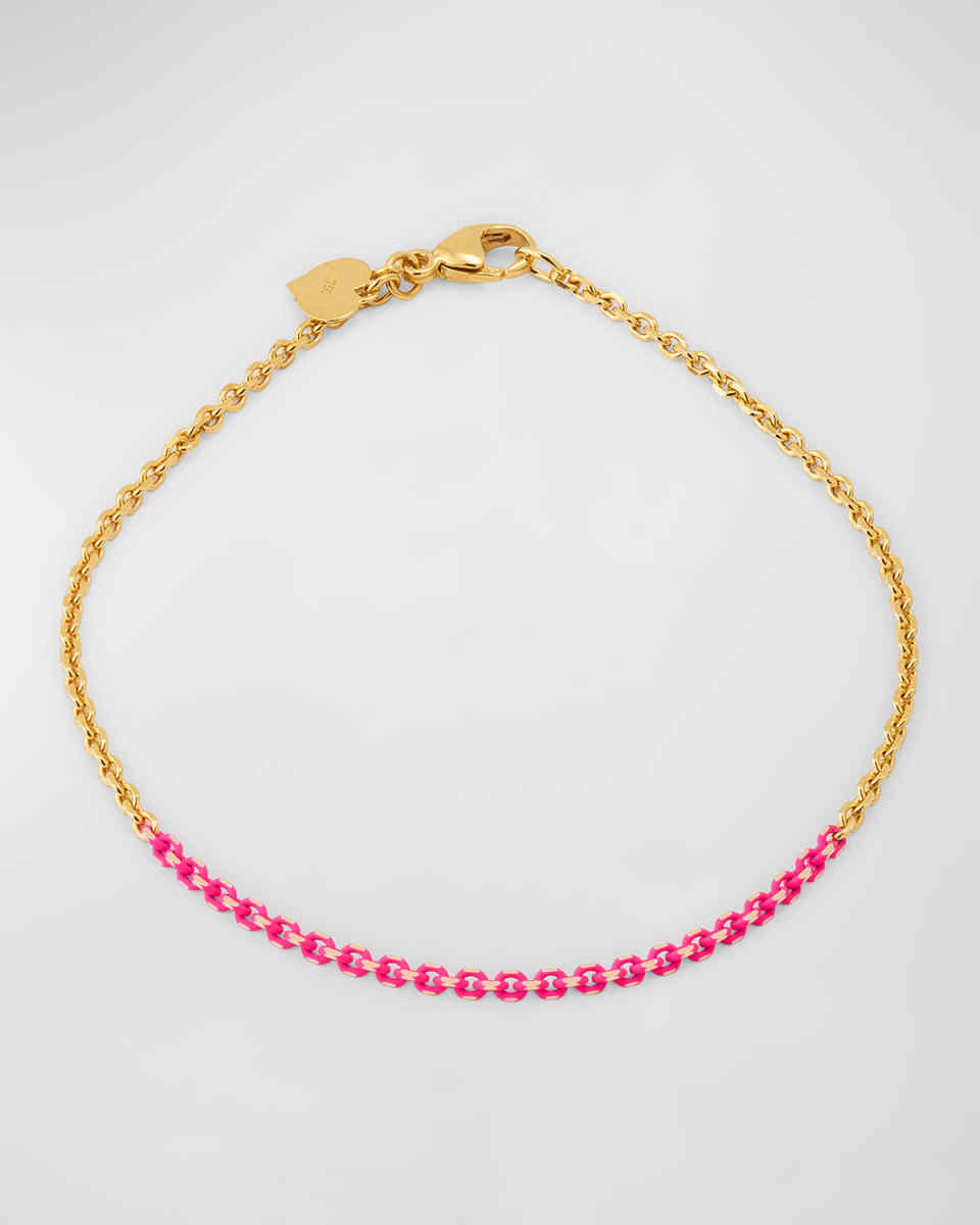 Golden Dreams 18K Yellow Gold Hot Pink Enamel Bracelet
