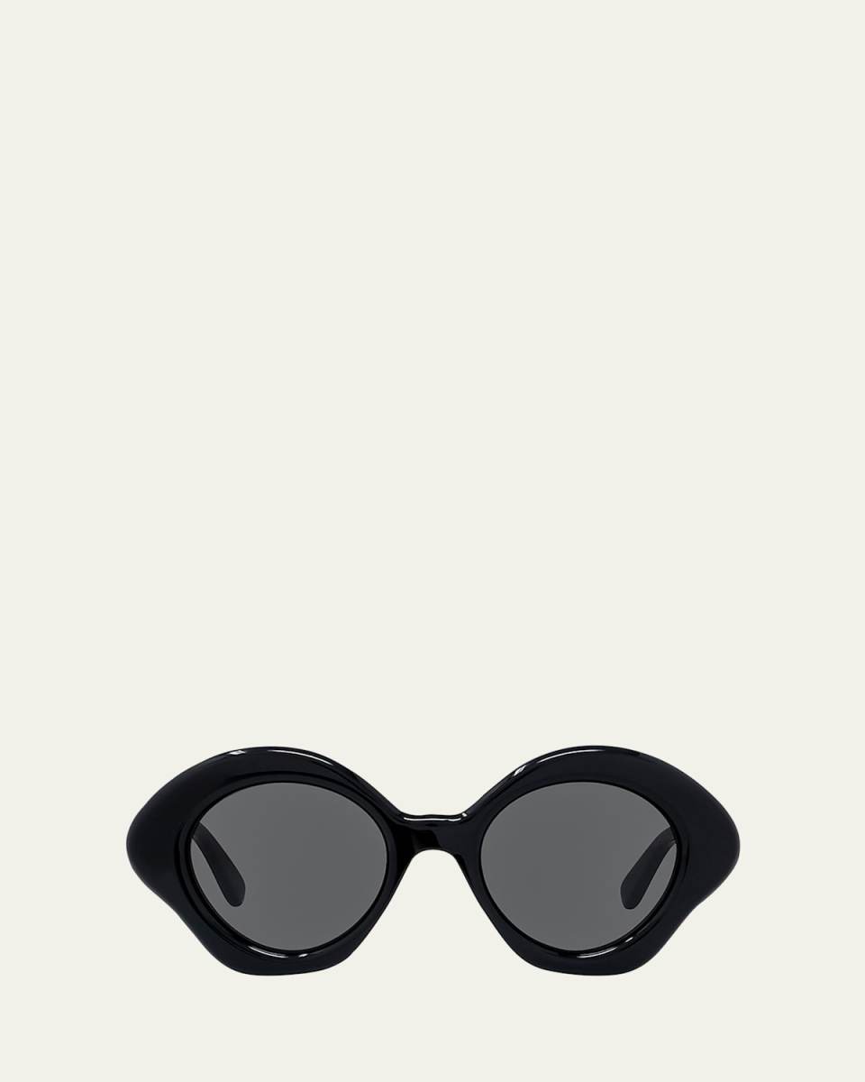 Curved Logo Acetate Round Sunglasses