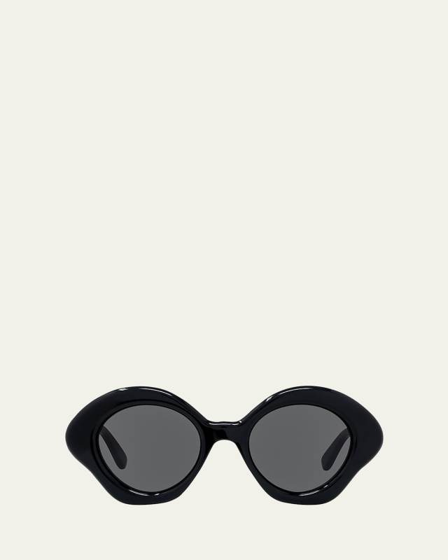 Curved Logo Acetate Round Sunglasses