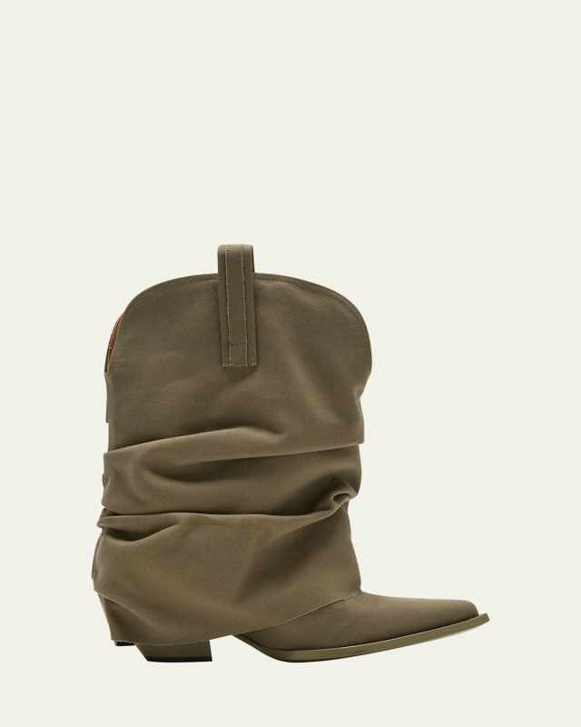Suede Slouchy Cowboy Boots