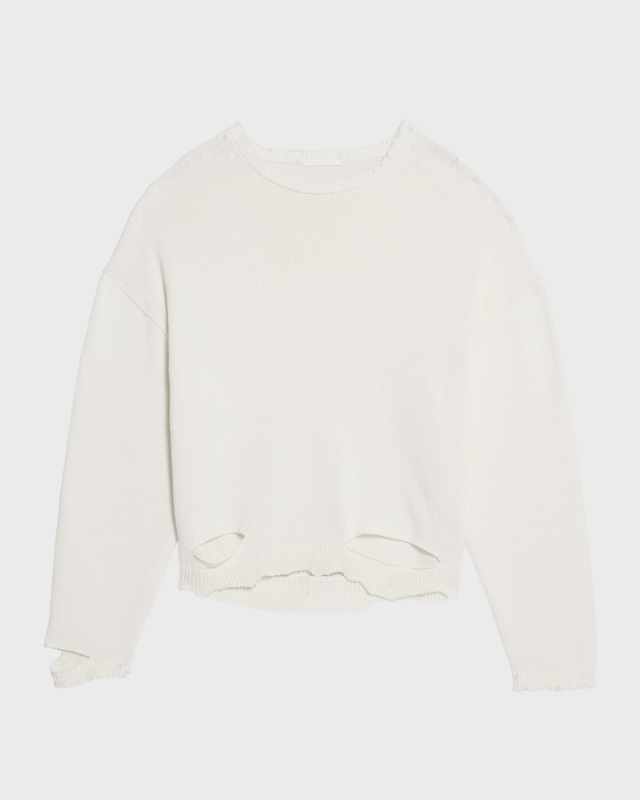 Distressed Ribbed Crewneck Sweater