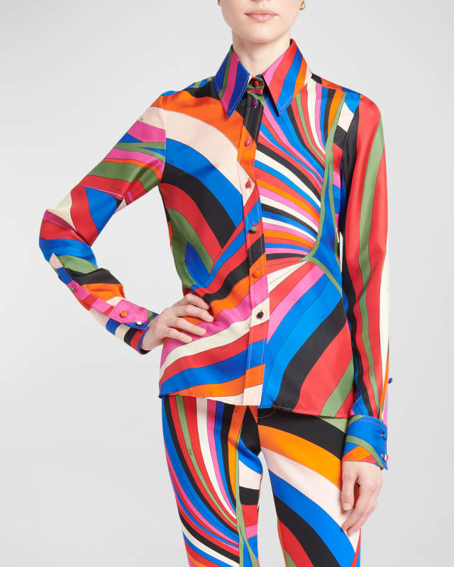 Abstract Print Collared Shirt