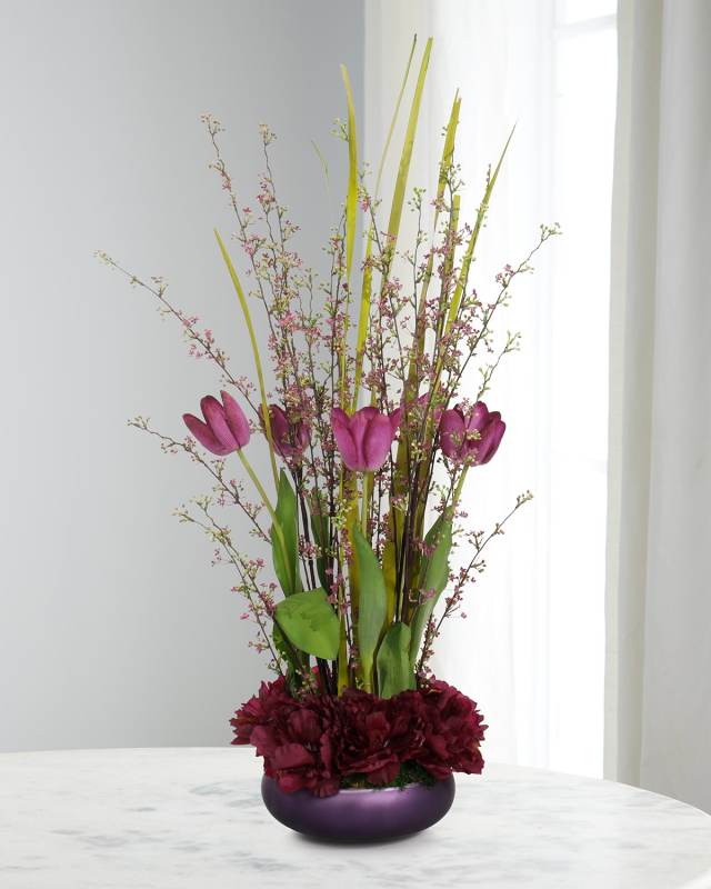 Eggplant Peonies 37" Faux Floral Arrangement