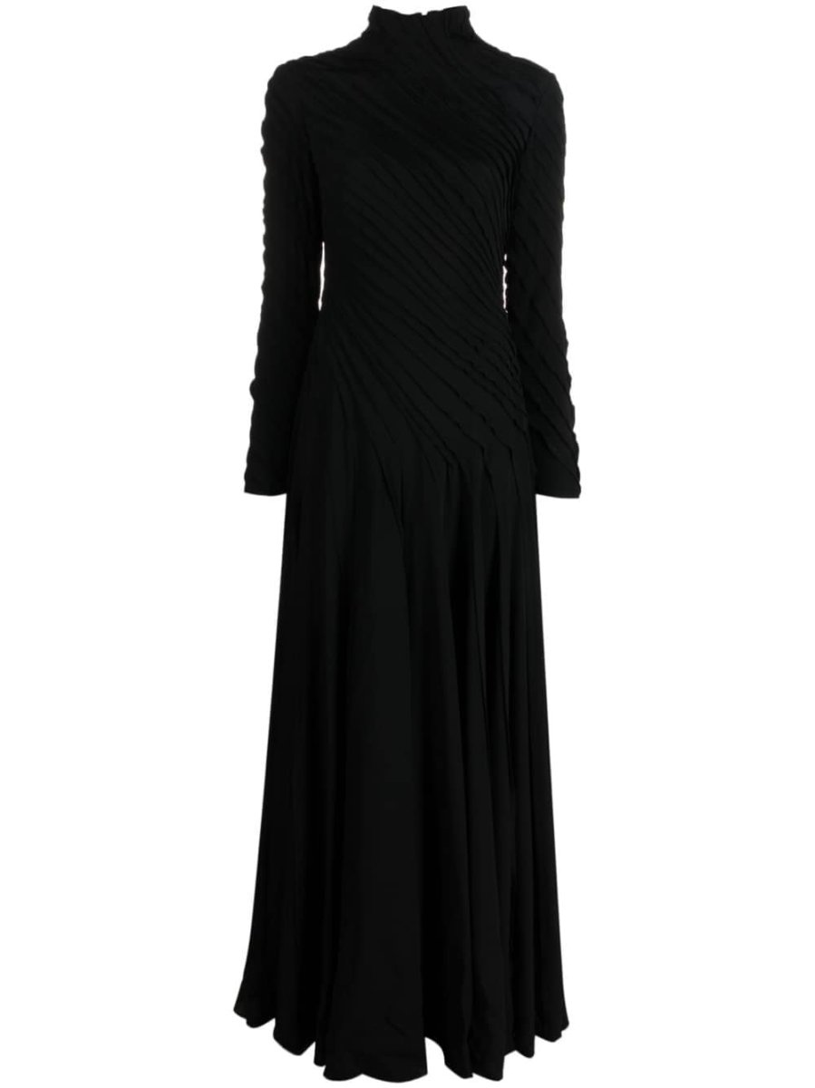 plissé-effect draped dress