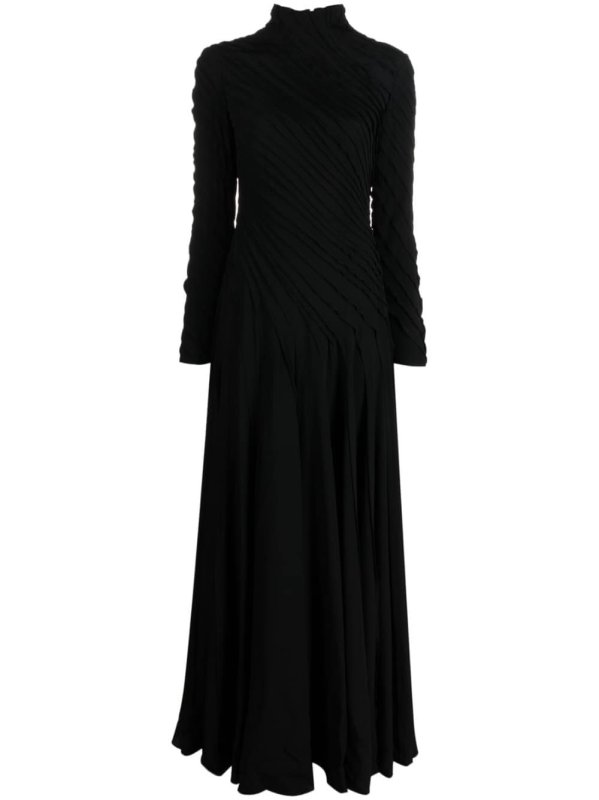 plissé-effect draped dress