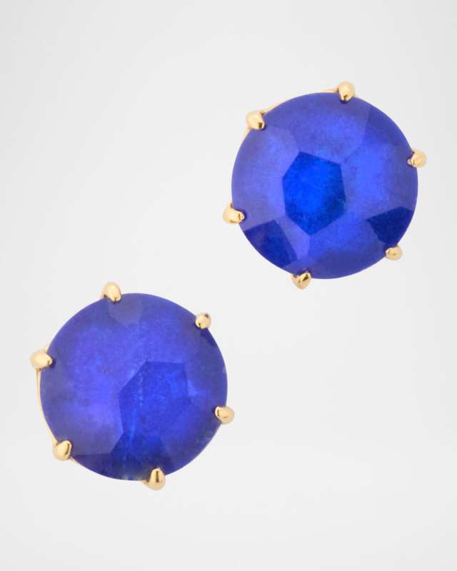 Rock Candy Medium Round Rock Crystal and Lapis Doublet Stud Earrings