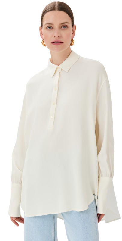 ANINE BING Lake Pullover Shirt Ivory Ivory