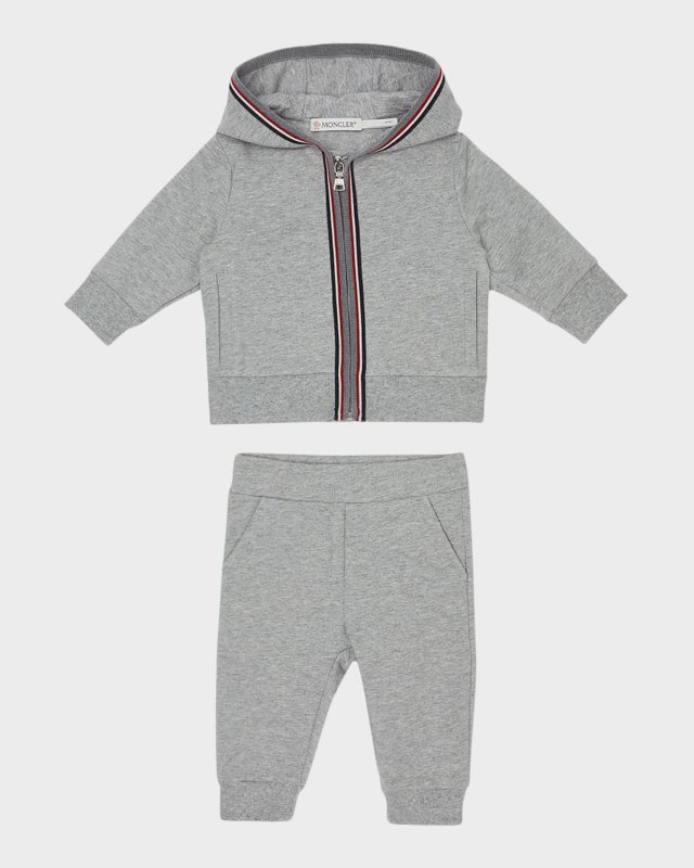 Boy's Two-Piece Tri-Stripe Hoodie & Sweatpants Set, Size 6M-3