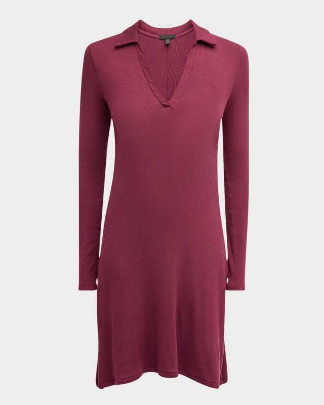 Modal Rib Split-Neck Dress