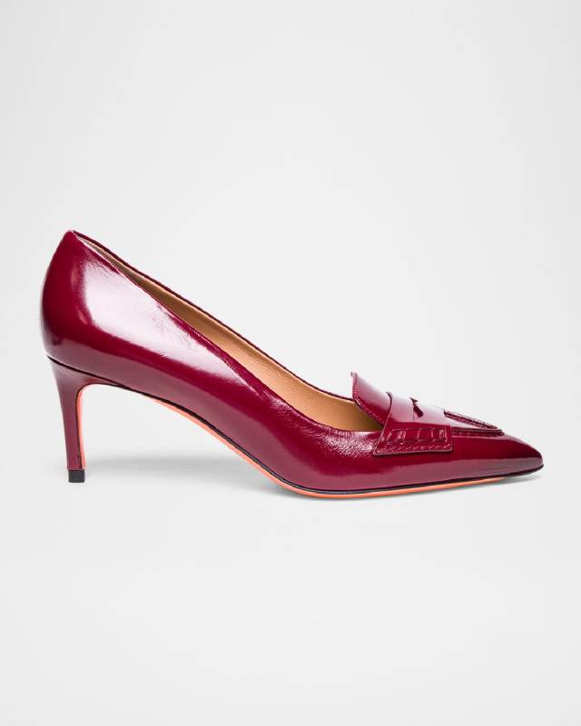 Leather Penny Loafer Pumps