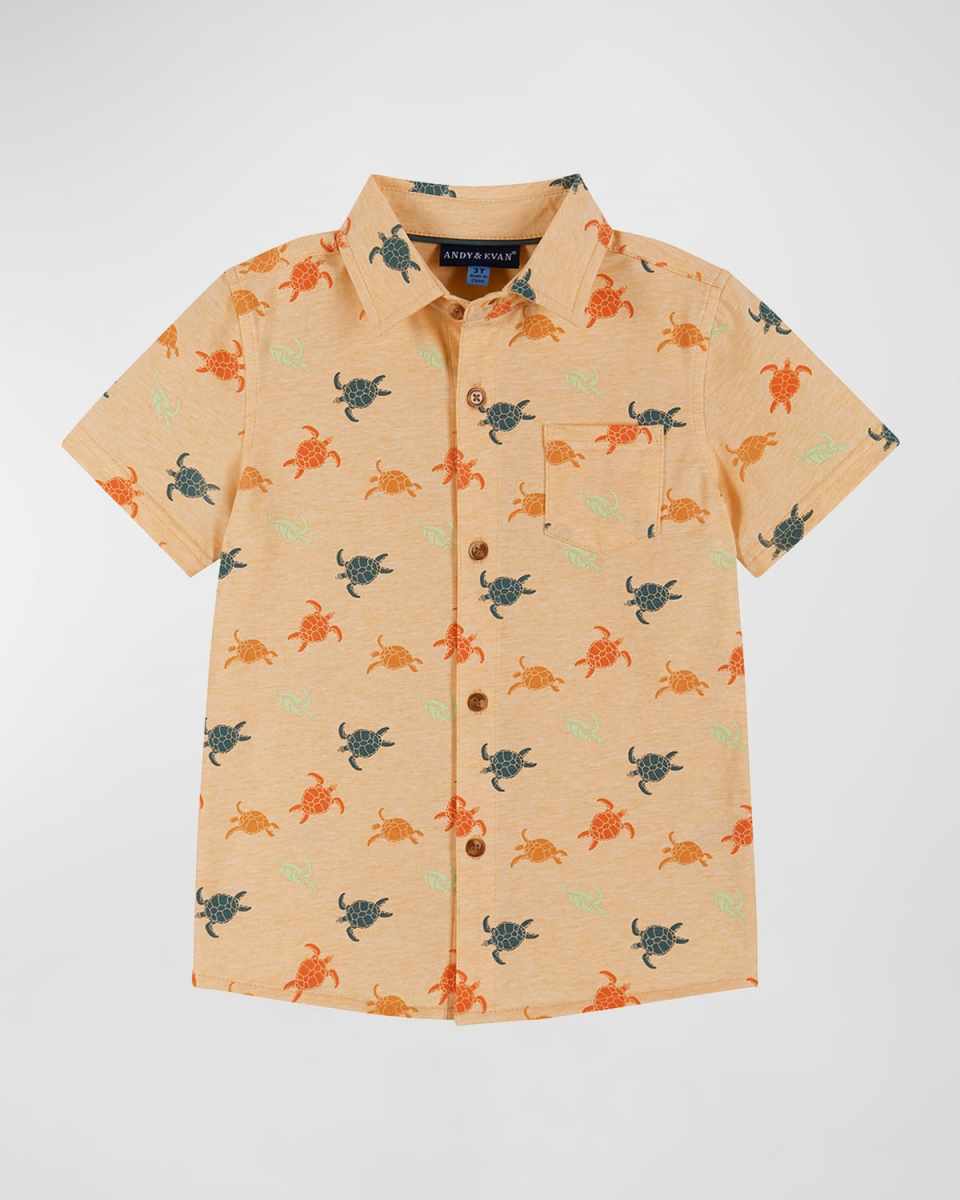 Boy's Printed Button Down Shirt, Size 2T-8