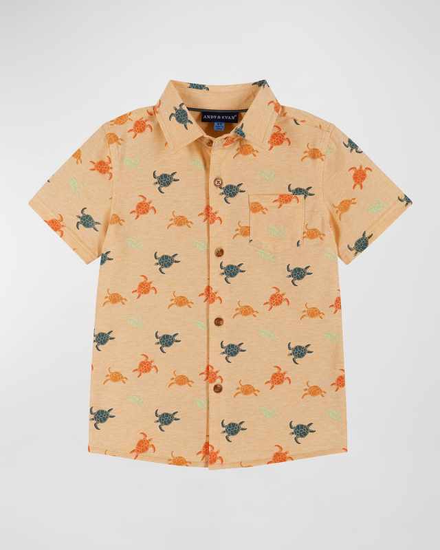 Boy's Printed Button Down Shirt, Size 2T-8