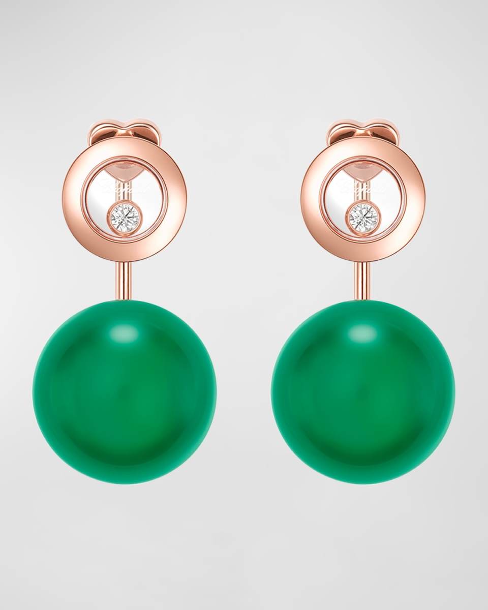 Happy Diamonds Planet 18K Rose Gold Green Agate Earrings