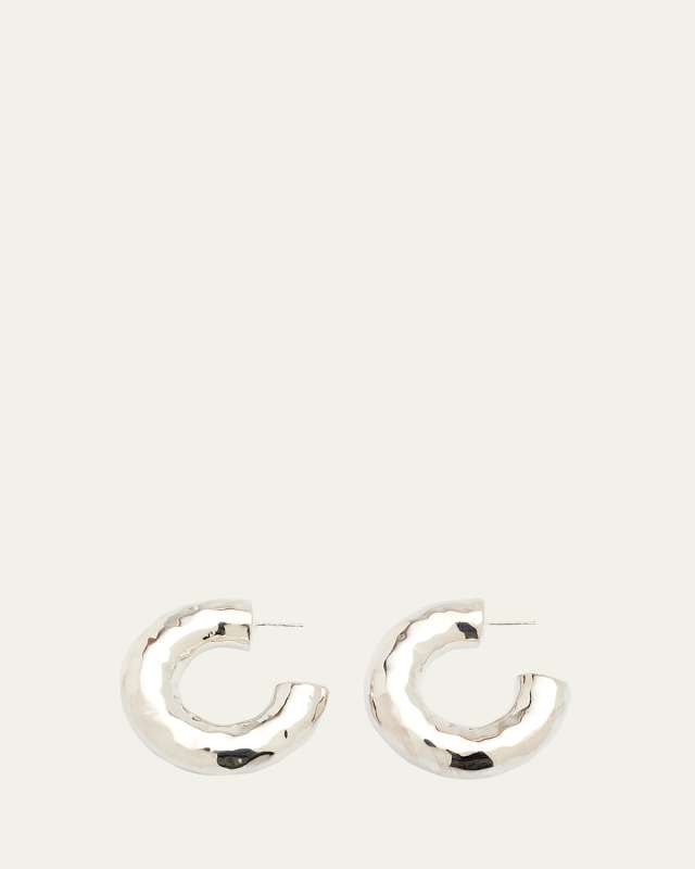 Hammered Medium Hoop Earrings in Sterling Silver
