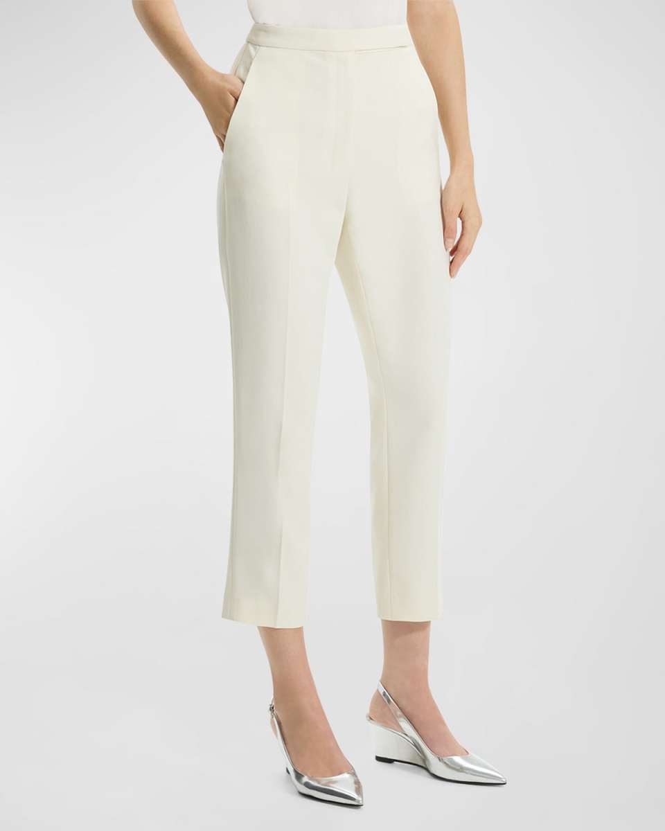 High-Waist Slim Cropped Admiral Crepe Pants