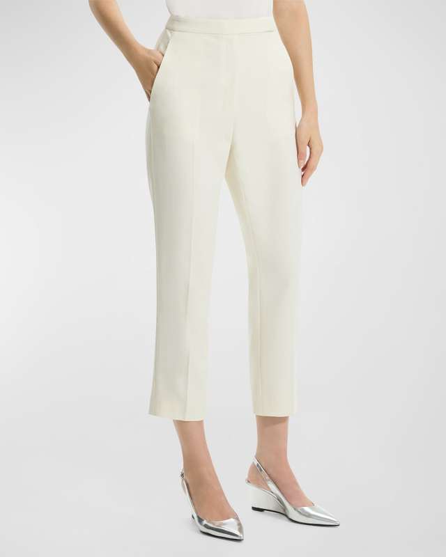 High-Waist Slim Cropped Admiral Crepe Pants