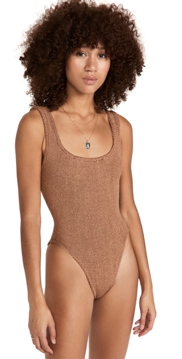 Hunza G Classic Square One Piece Metallic Cocoa