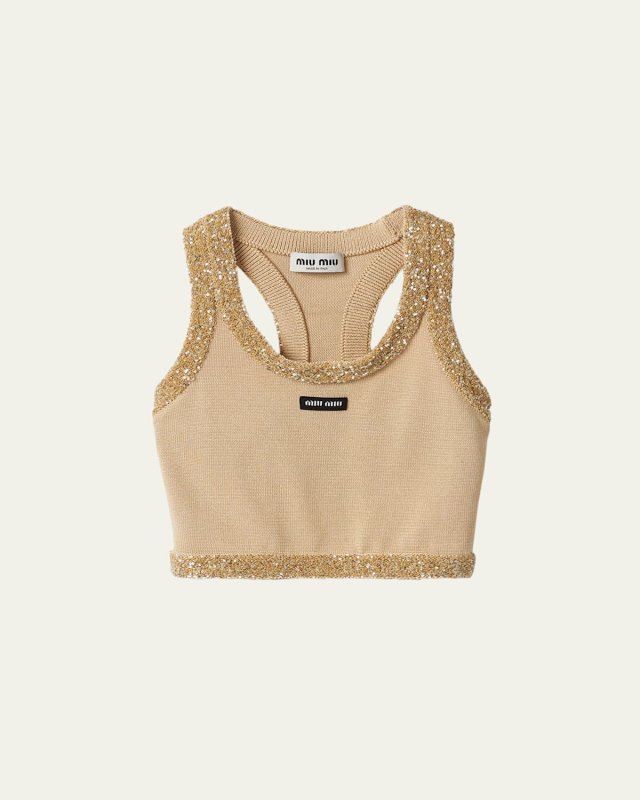 Sequined Knit Crop Tank Top