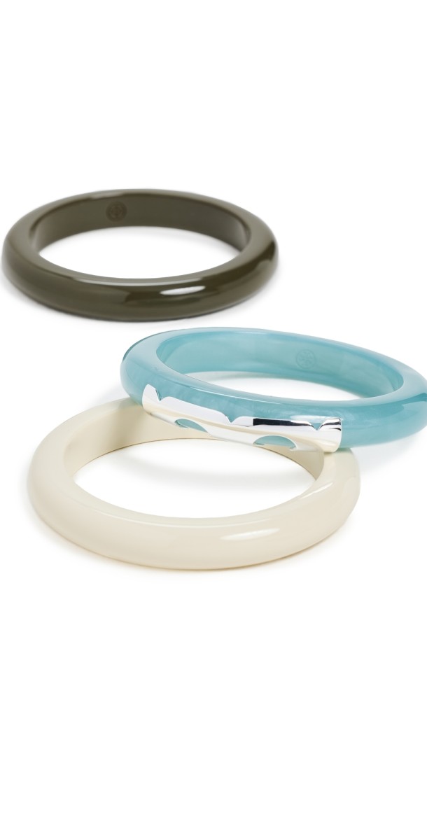 Tory Burch Resin Bangle Set Soft Blue/Ivory/Gr