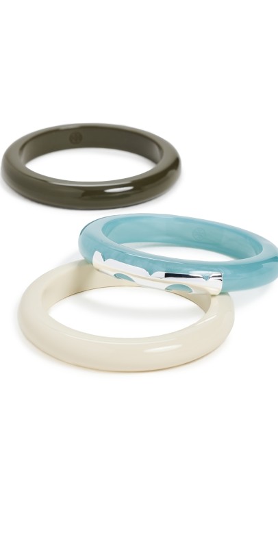 Tory Burch Resin Bangle Set Soft Blue/Ivory/Gr