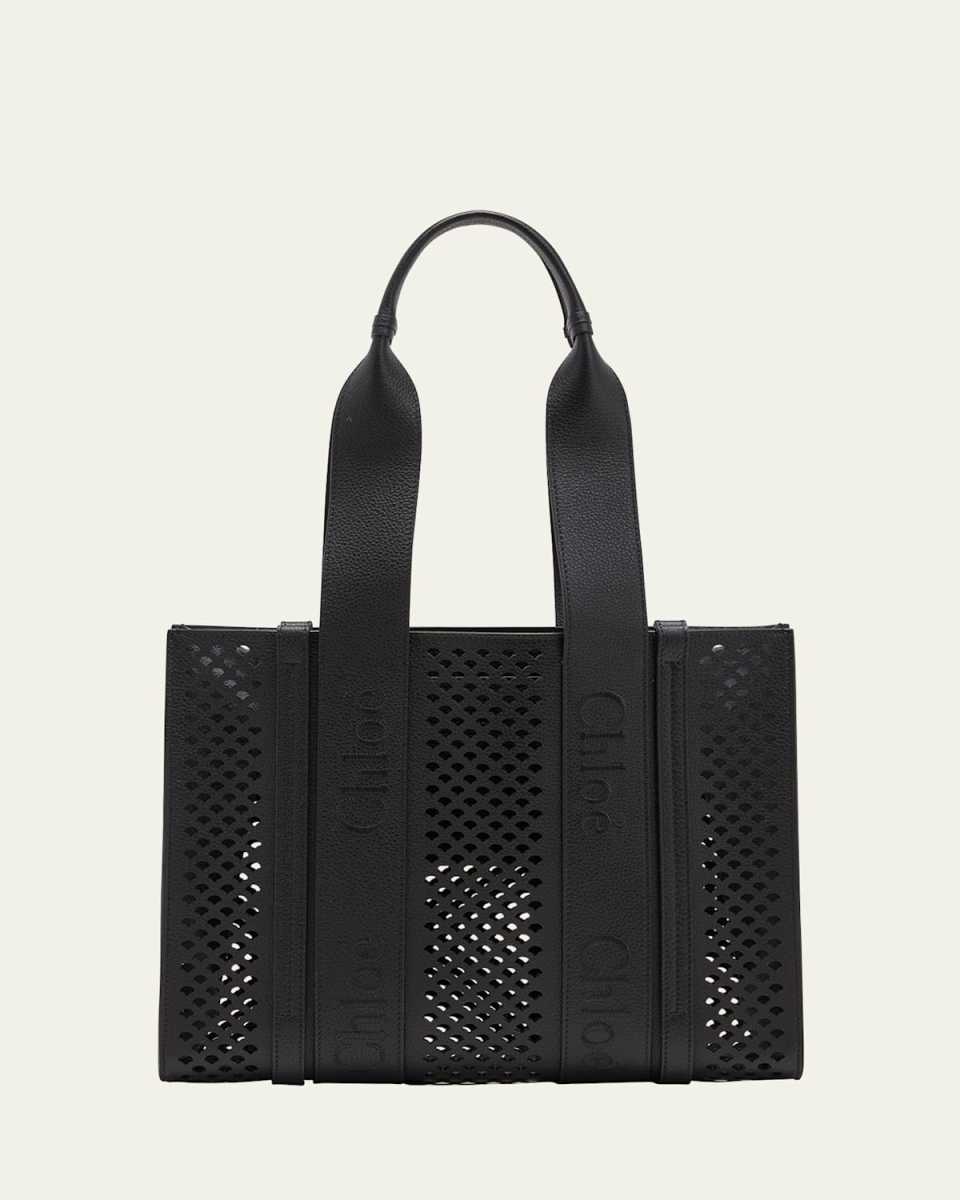 Woody Medium Tote Bag in Perforated Leather