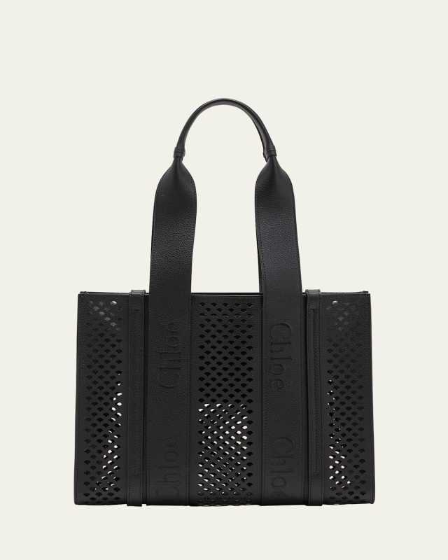 Woody Medium Tote Bag in Perforated Leather