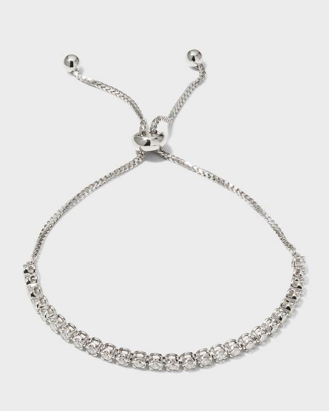 18k White Gold Bolo Bracelet w/ Diamonds