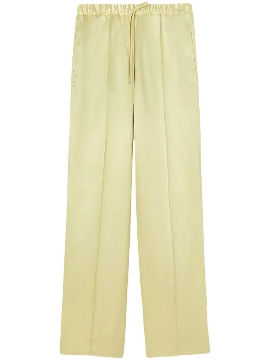 glossy-finish trousers