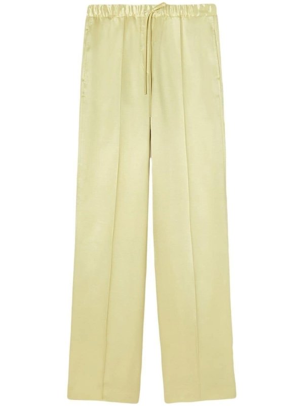 glossy-finish trousers