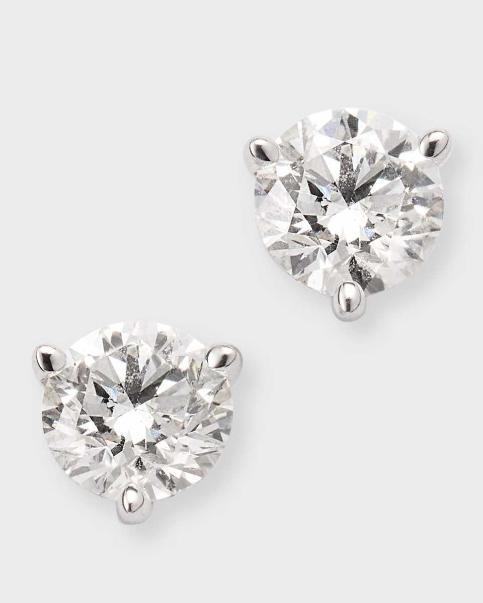 18K White Gold Round Diamond FG/SI1 Martini Stud Earrings, 1.0tcw, 0.20"L