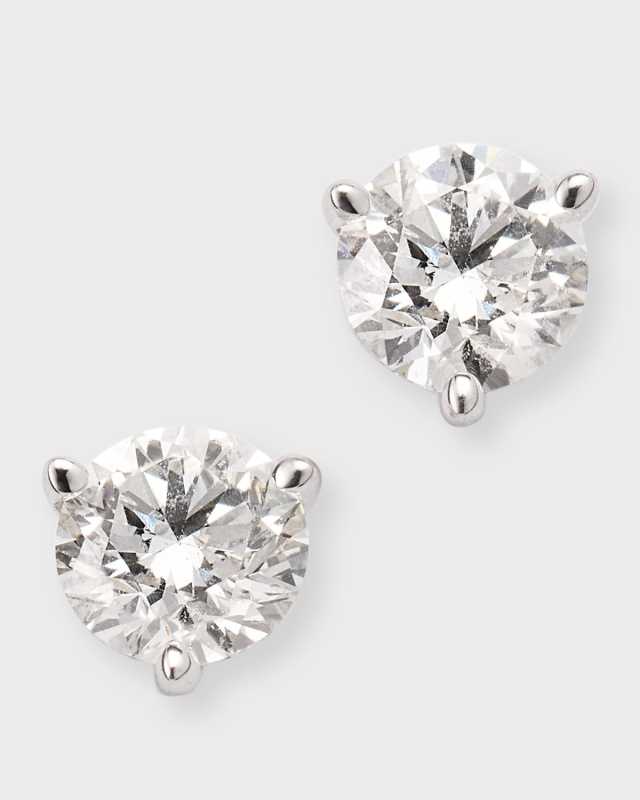 18K White Gold Round Diamond FG/SI1 Martini Stud Earrings, 1.0tcw, 0.20"L