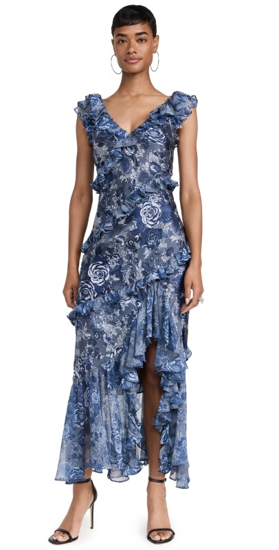 Cinq à Sept Indigo Floral Ora Dress Indigo Multi