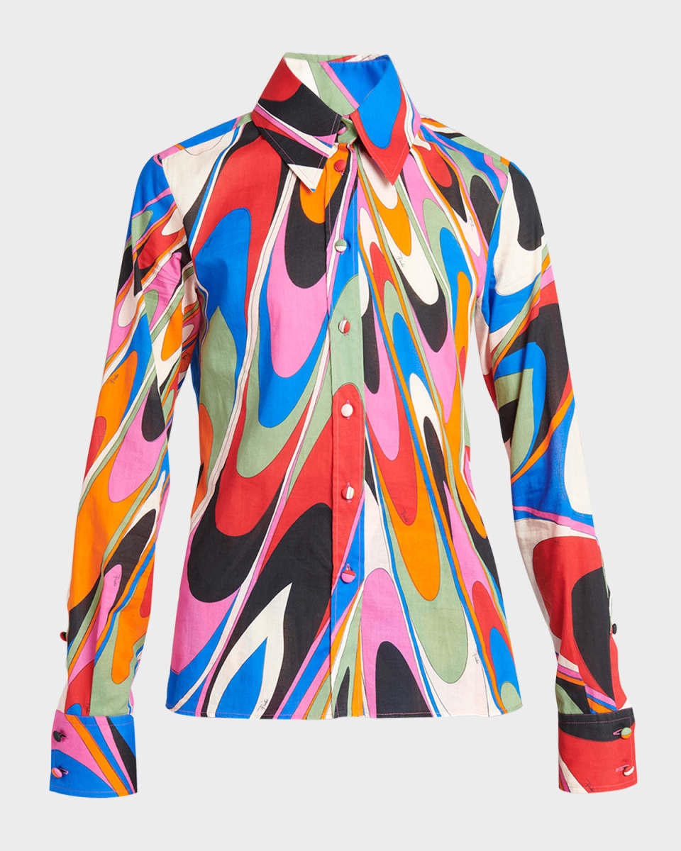 Abstract Print Collared Shirt