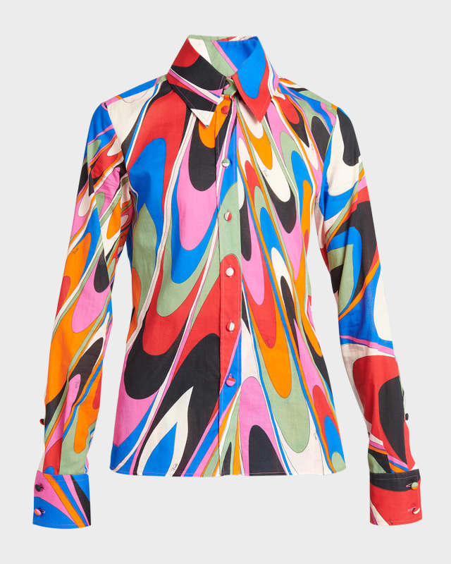 Abstract Print Collared Shirt